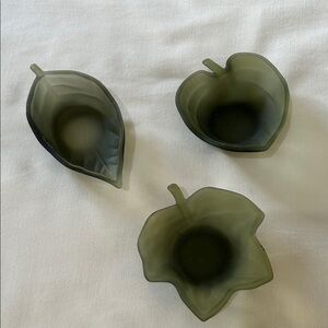 Set of Three Leaf-Shaped Glass Bowls
